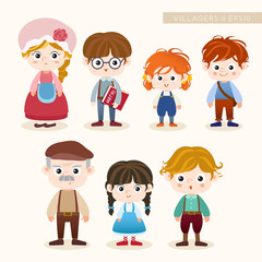 Set of Villager characters : Vector Illustration 