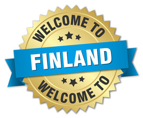 Finland 3d gold badge with blue ribbon