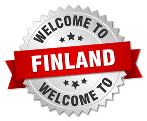 Finland 3d silver badge with red ribbon