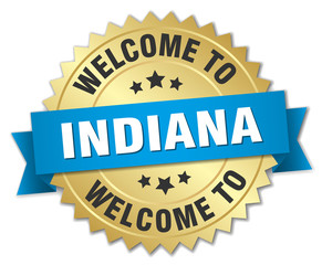 Indiana 3d gold badge with blue ribbon