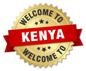 Kenya 3d gold badge with red ribbon