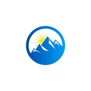 blue mountain abstract icon vector logo