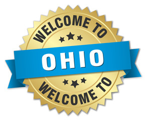 Ohio 3d gold badge with blue ribbon