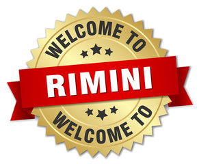 Rimini 3d gold badge with red ribbon