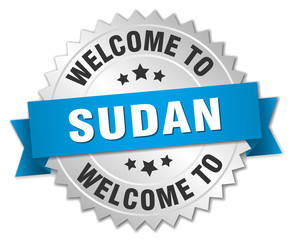 Sudan 3d silver badge with blue ribbon