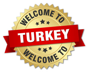 Turkey 3d gold badge with red ribbon