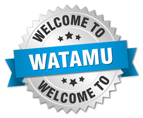 Watamu 3d silver badge with blue ribbon