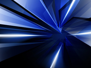 Dark Abstract Background of Blue Luminous Rays