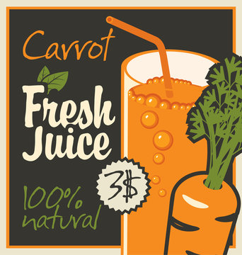 Vector banner with carrot and a glass of juice