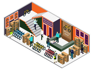 illustration of infographic interior  room concept in isometric graphic
