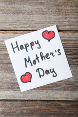 Fototapeta na wymiar Happy mothers day card made by a child