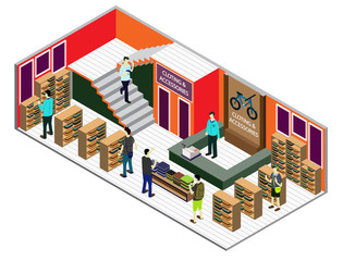 illustration of infographic interior  room concept in isometric graphic