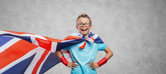 Smiling superhero posing