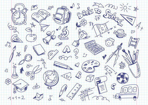 Back to school drawing background on copy book paper