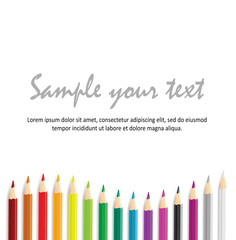 Concept idea with colorful vector pencils as bottom waved frame