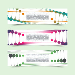 Banner with connected lines and dots. DNA, molecular structure