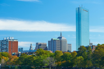 Boston and Charles river view from Harvard Bridge