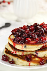 Pancakes with Cranberry Syrup