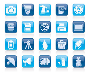 Camera equipment and photography icons - Vector Icon Set
