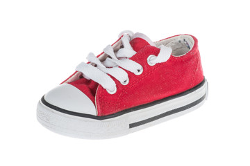 Red baby sneaker, isolated on white
