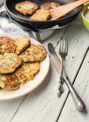 Fresh homemade zucchini pancakes