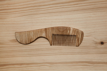 Comb wooden top view. Eco-Friendly material