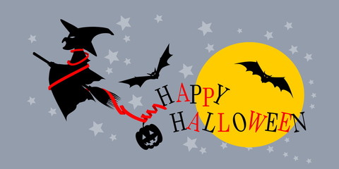 Fototapeta premium Happy Halloween on sky 