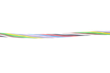 Multicolored electrical cable isolated on white background
