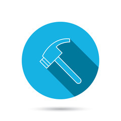 Hammer icon. Repair or fix tool sign.