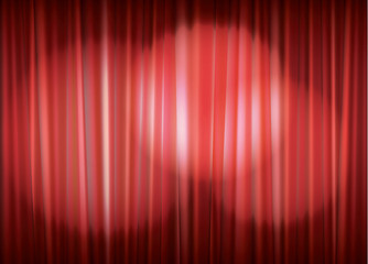 Theater stage with red curtain and spot light
