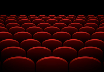 Rows of cinema or theater red seats vector background