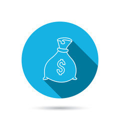 Sack with dollars icon. Money bag sign.