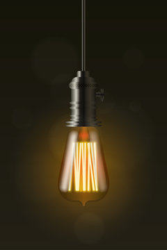 Edison light bulb on dark vector design element