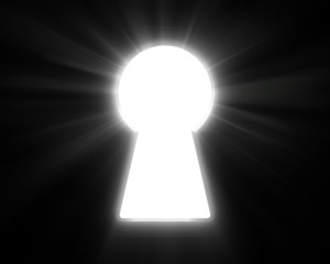 Keyhole and bright rays of light.