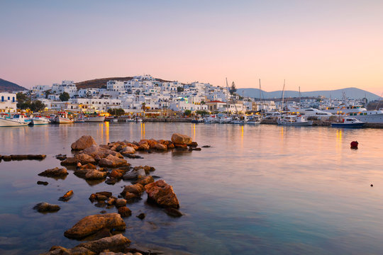 Fototapeta View of the port in Naousa village on Paros island, Greece