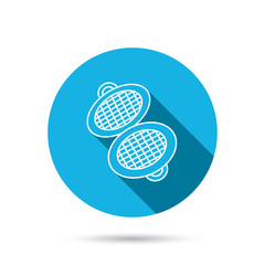 Waffle iron icon. Kitchen baking tool sign.