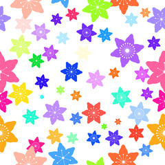 Abstract Colorful Flowers Seamless Pattern. Vector