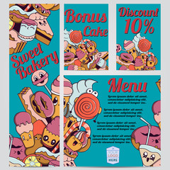 Sweet bakery Menu Card Design template. Vector illustration. - 91022289
