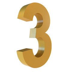 Fototapeta premium 3D Gold Number 3