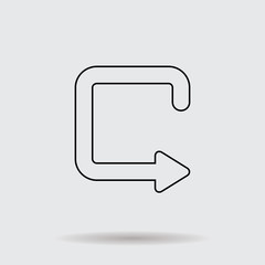 Flat line arrow icon for web and user interface design
