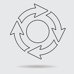 Flat line arrow icon for web and user interface design