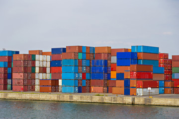 Cargo containers stacked in Port of Antwerp