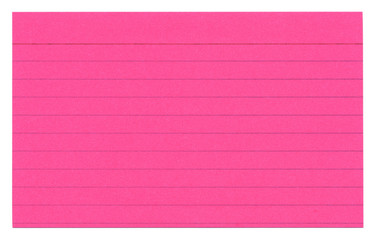 Pink Index Card Isolated on White