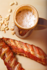 beer with smoked ribs.Rib barbecue