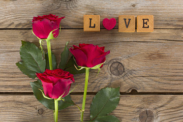 Pannello tre rose love