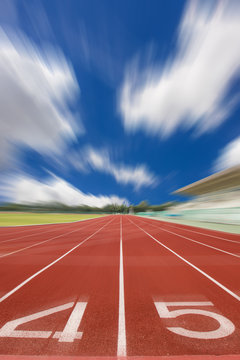 Running track in stadium. and blue sky