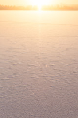Winter view to frozen lake