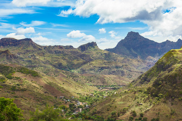 Fototapeta na wymiar Fonte Lima mountains in Santiago Island Cape Verde - Cabo Verde