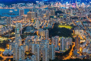 Hong Kong cityscape aerial view from Lion Rock Hill