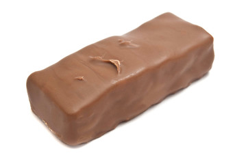 single sweet chocolate bar on white